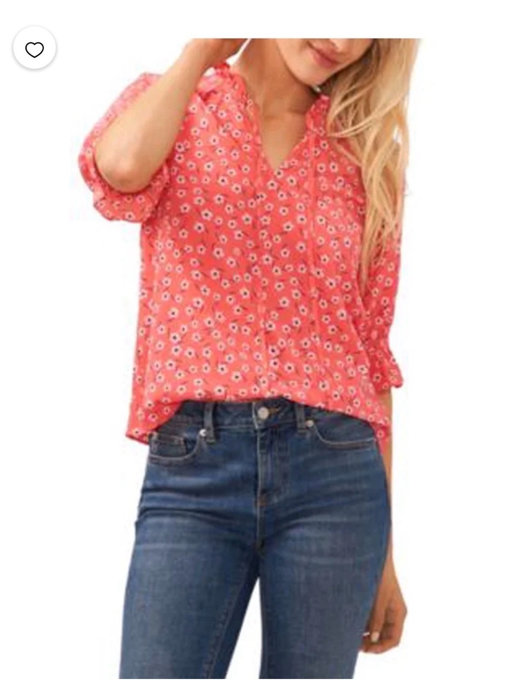 CeCe Floral Split Neck Blouse